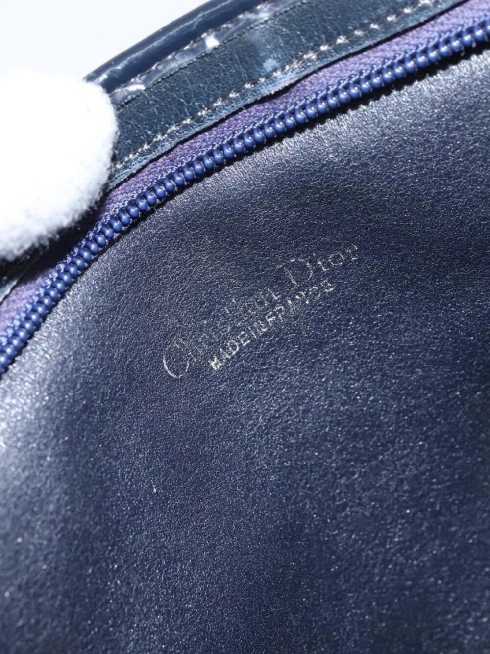 Christian Dior Trotter Canvas Shoulder Bag Navy Gold Auth 157344 - Picture 11 of 16